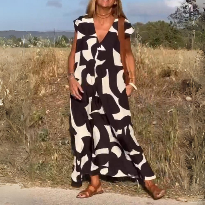 ELENA | ABITO STAMPATO CON SCOLLO AV