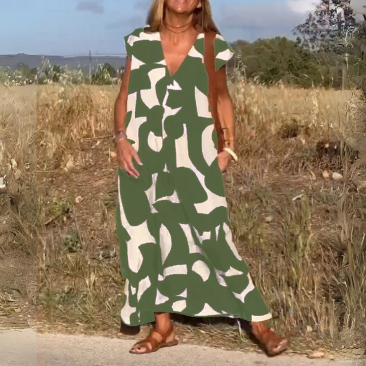 ELENA | ABITO STAMPATO CON SCOLLO AV