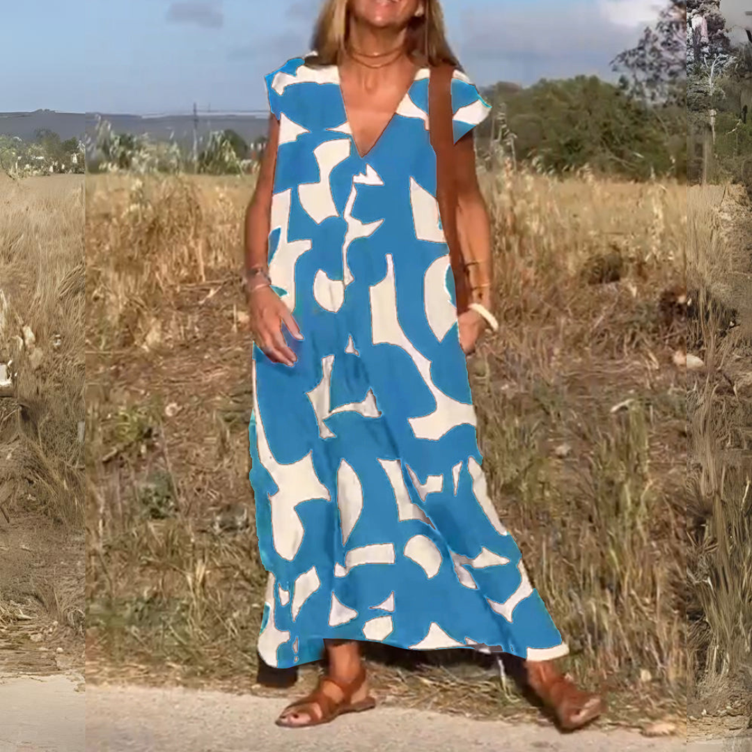 ELENA | ABITO STAMPATO CON SCOLLO AV