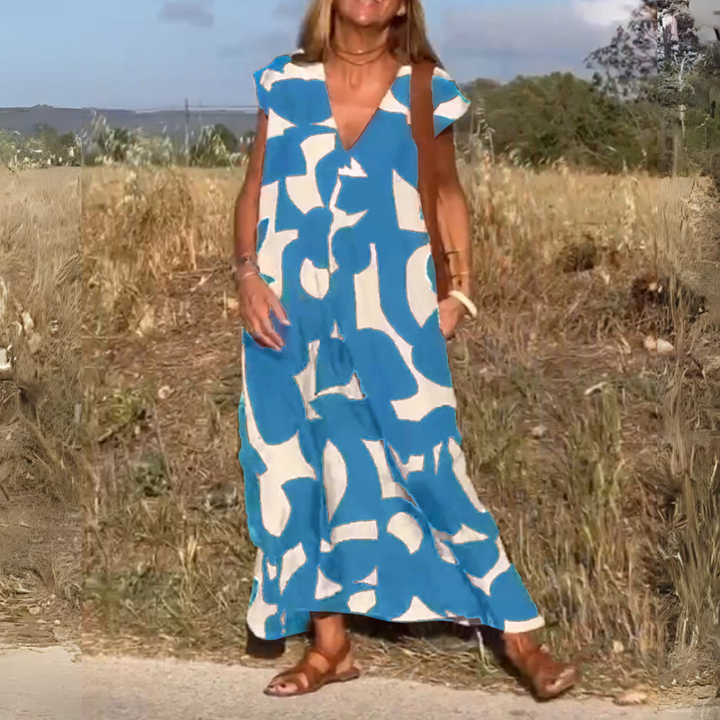 ELENA | ABITO STAMPATO CON SCOLLO AV