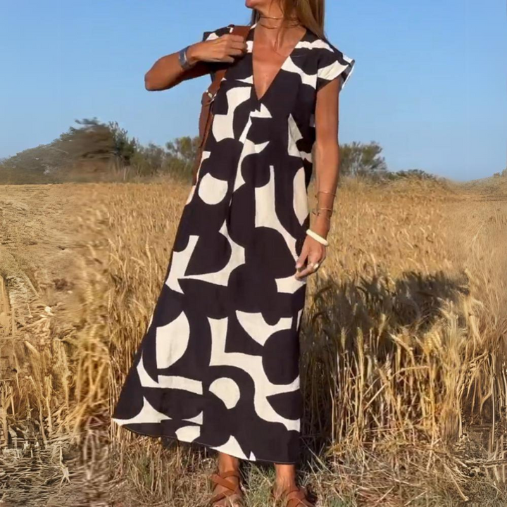 ELENA | ABITO STAMPATO CON SCOLLO AV