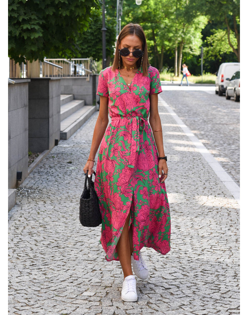 Tzahalit™ | Abito floreale elegante con scollo a V