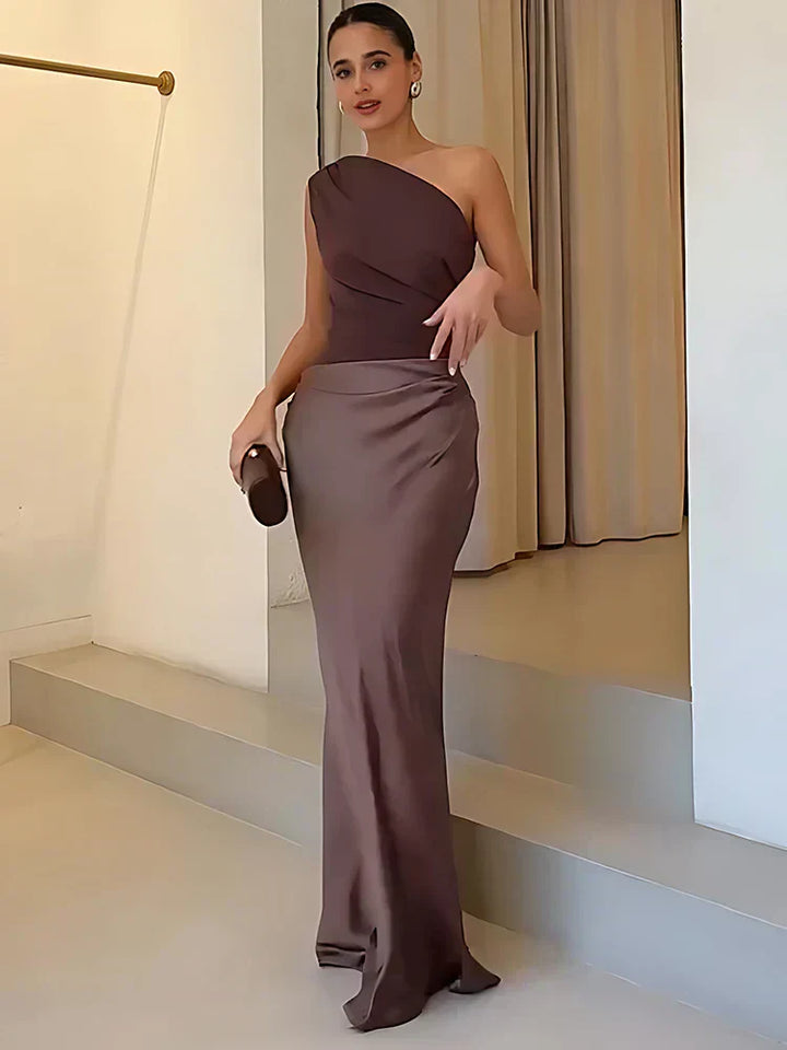 Sophia | Abito Maxi con Collo in Satin