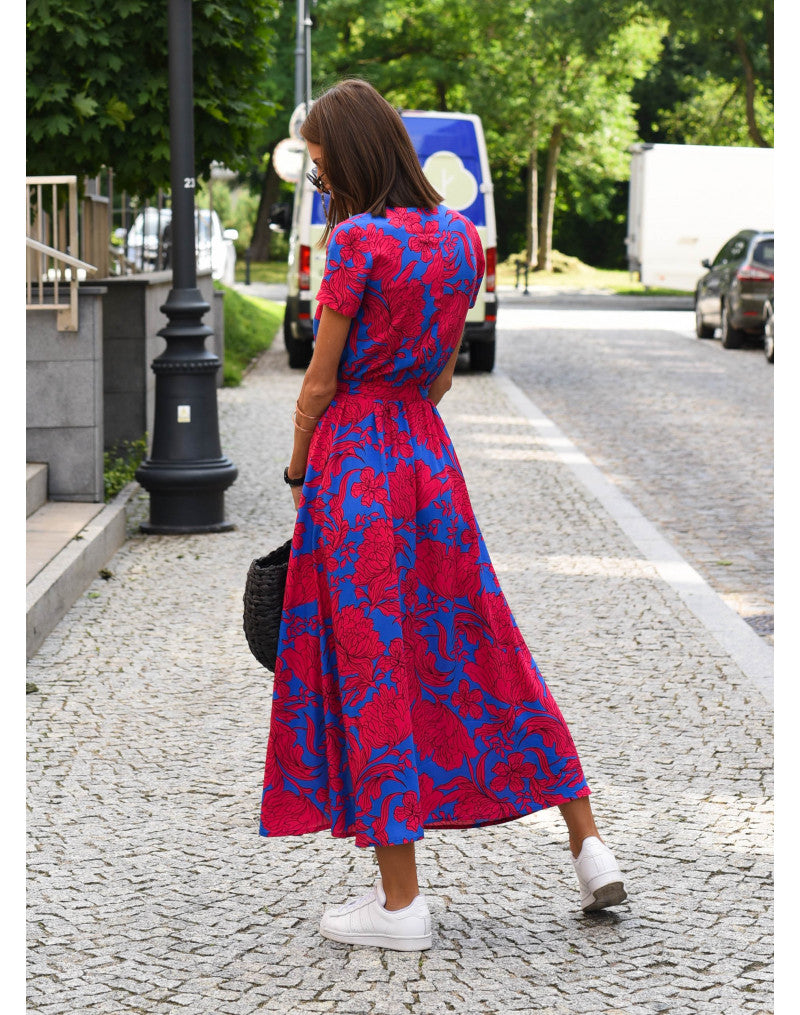 Tzahalit™ | Elegant V-Neck Floral Dress