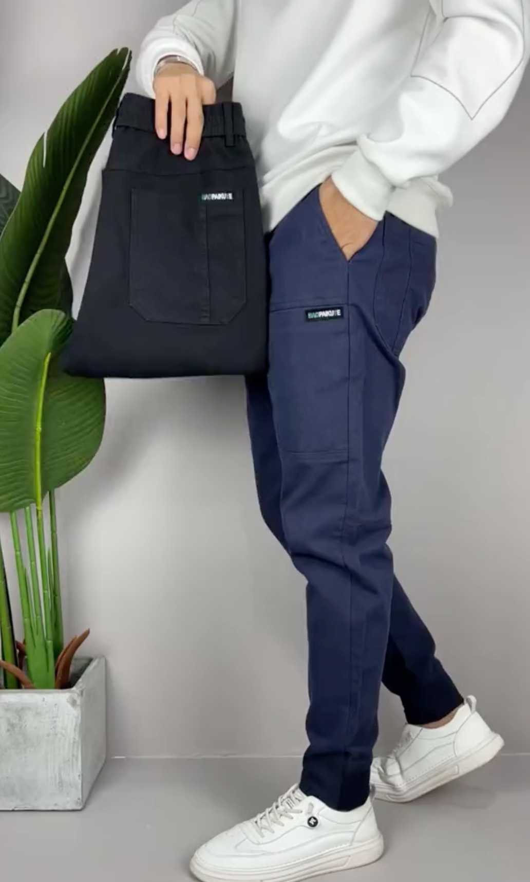 TOMMASO - Pantaloni cargo elasticizzati premium