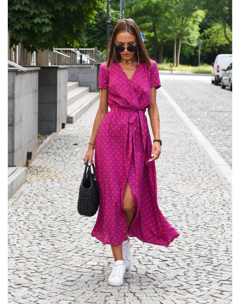Tzahalit™ | Elegant V-Neck Floral Dress