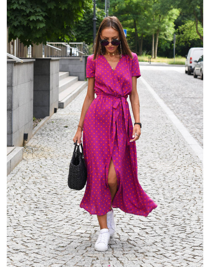 Tzahalit™ | Elegant V-Neck Floral Dress