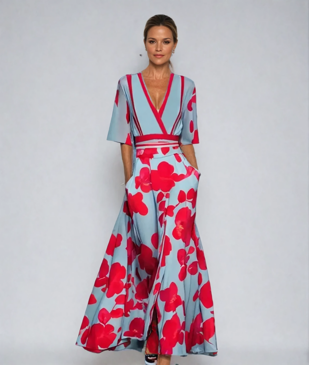 Eliana™ | Abito A-Line Floreale Elegante