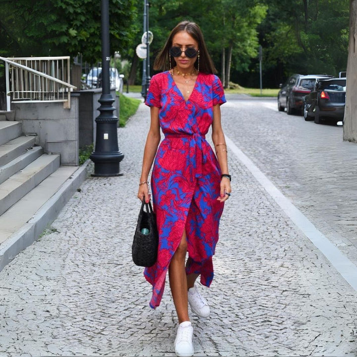 Tzahalit™ | Abito floreale elegante con scollo a V