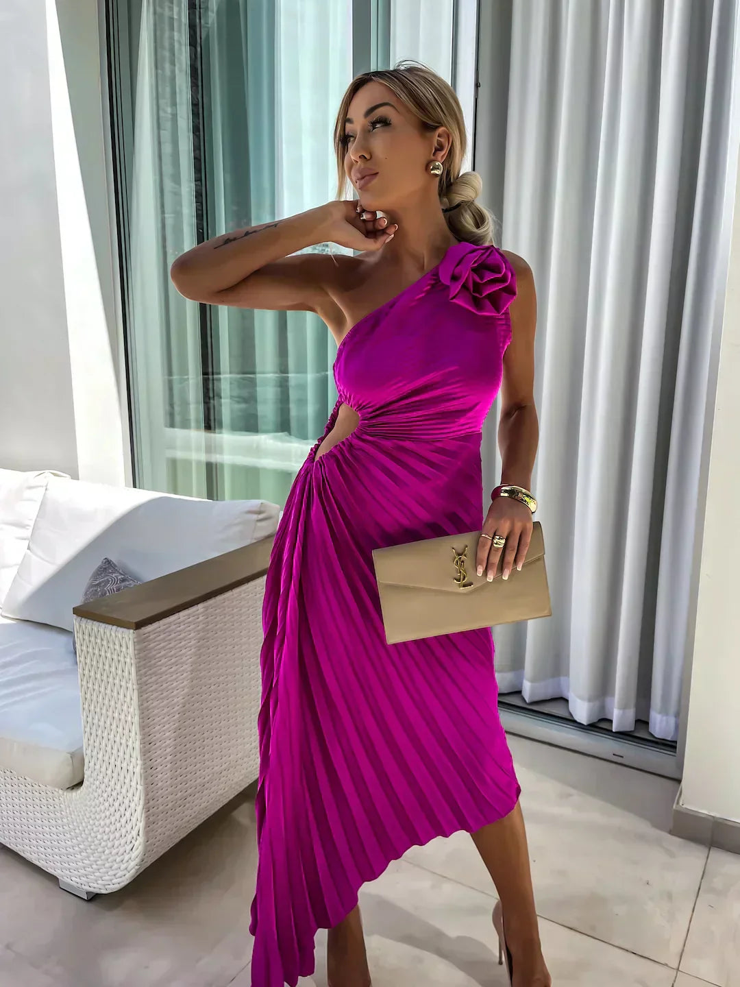 Eya™ | One Shoulder Elegant Floral Maxi Dress
