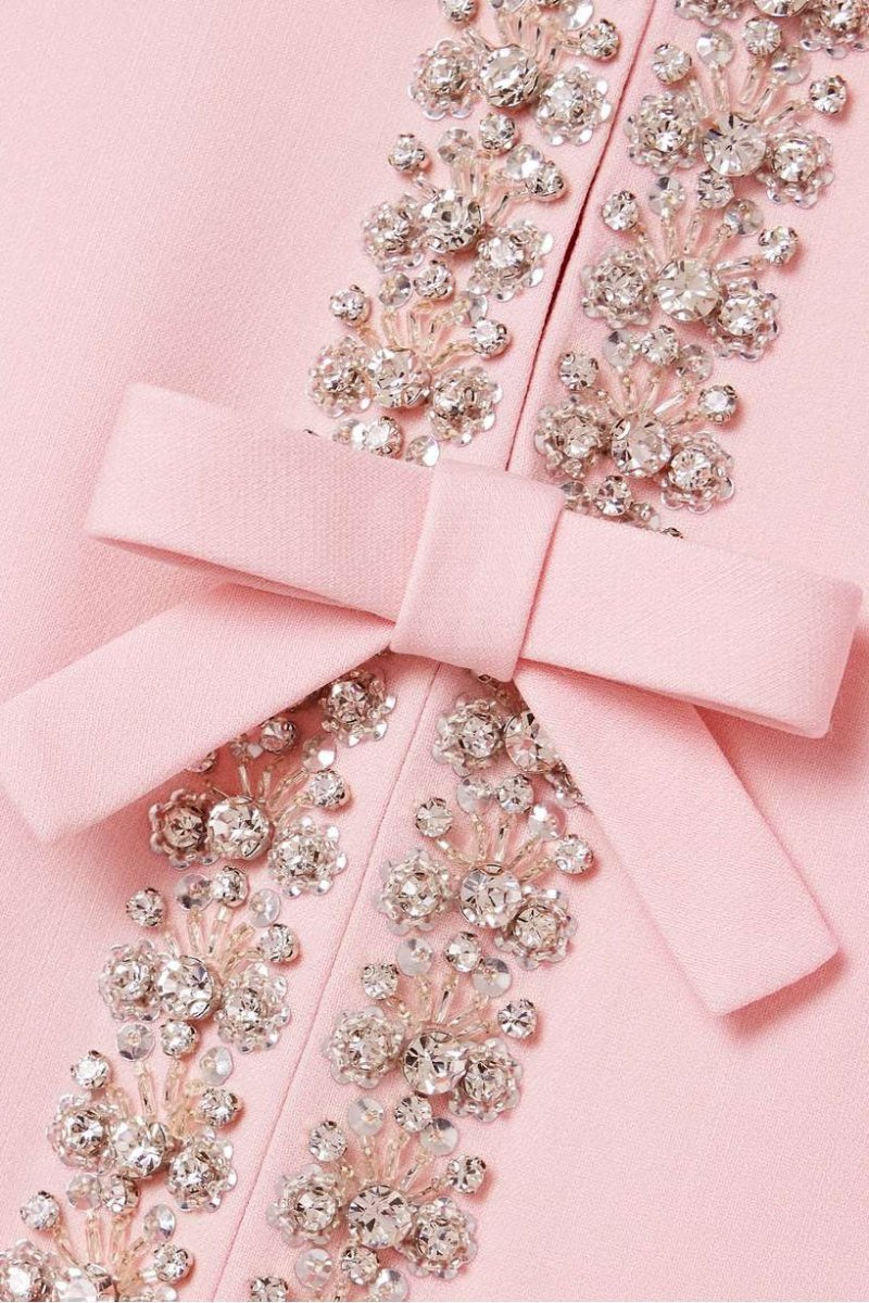 Aria™ | Abito Midi con Fiocco e Decorazioni in Cristallo